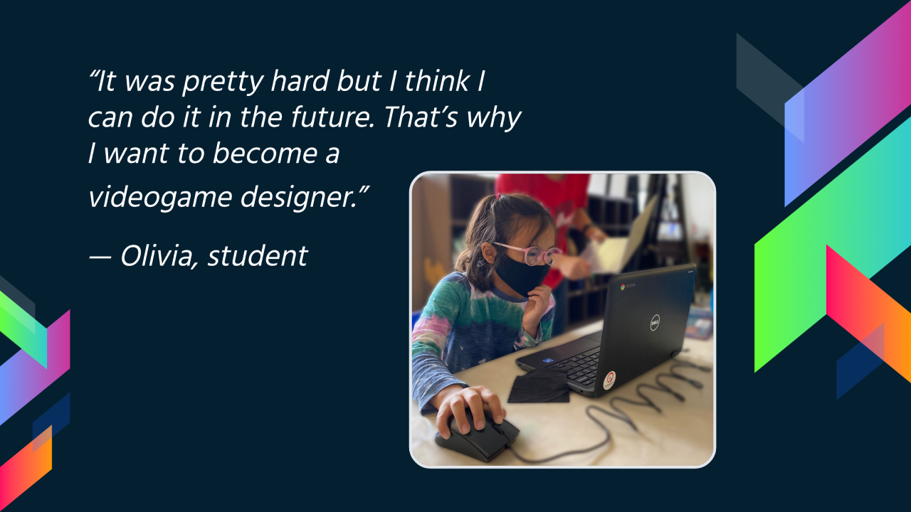 “It was pretty hard but I think I can do it in the future. That's why I want to become a videogame designer” – Olivia, student