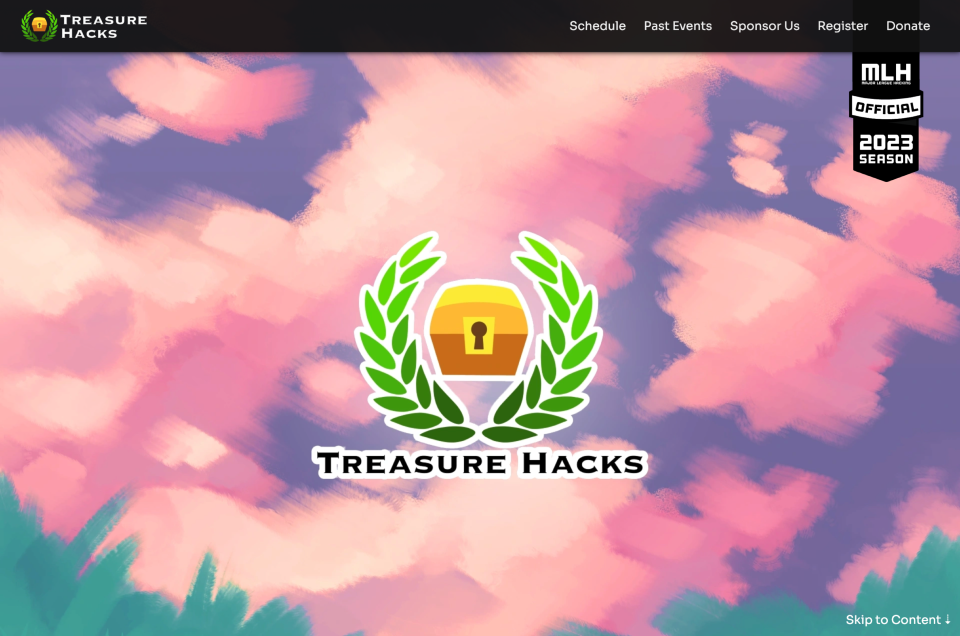 Treasure Hacks Hackathon Site Screenshot